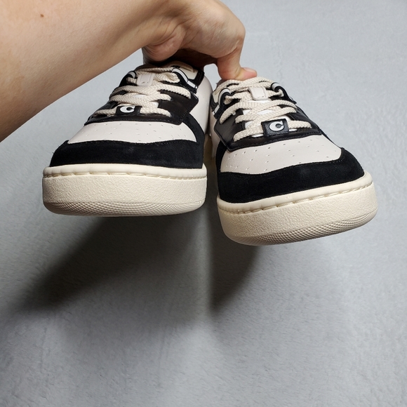 Coach Citysole Court Black & White Suede Leather Low Top Sneakers - Picture 5 of 13